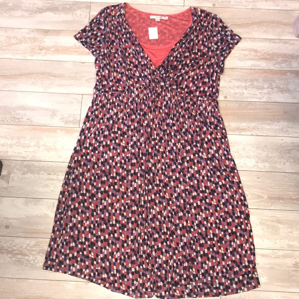 Boden Size 16 Purple Cream & Peach Pattern Dress